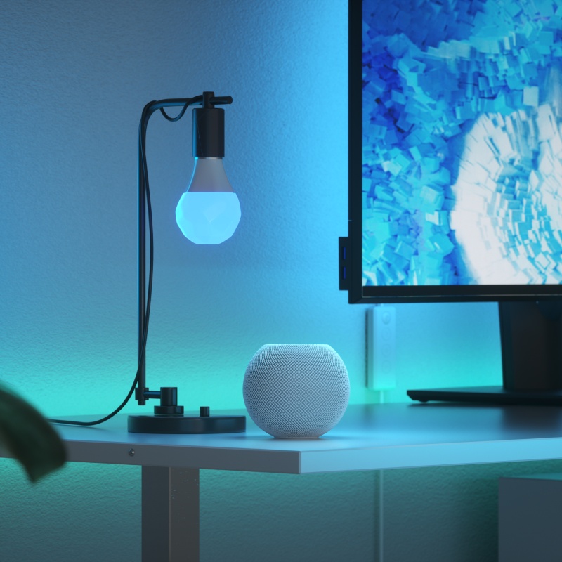 Nanoleaf Essentials Thread enabled color changing smart light bulbs. Similar to Wyze. HomeKit, Google Assistant, Amazon Alexa, IFTTT.